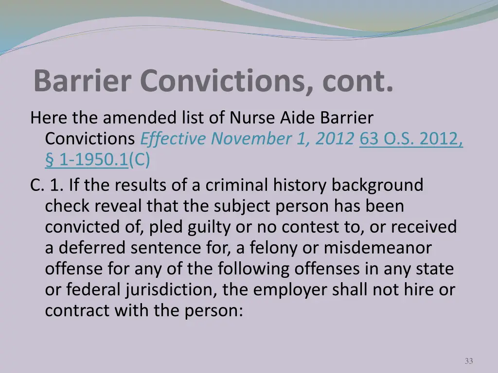 barrier convictions cont here the amended list