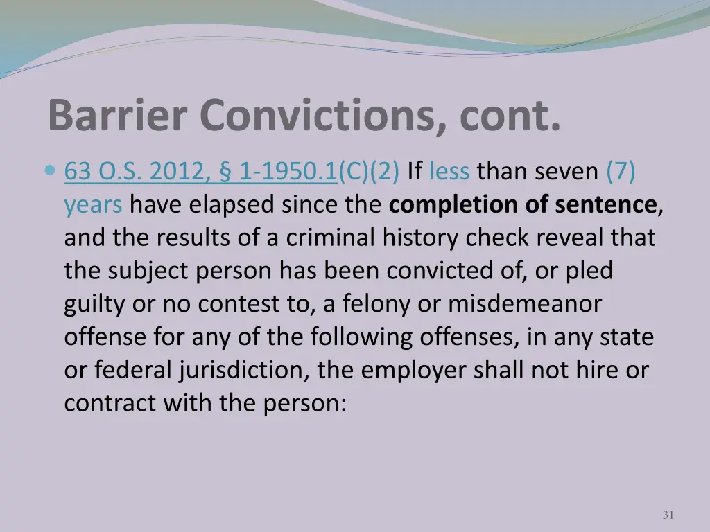 barrier convictions cont