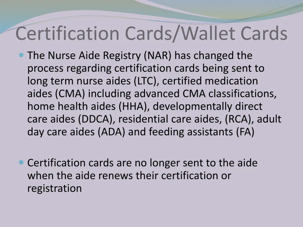 certification cards wallet cards the nurse aide