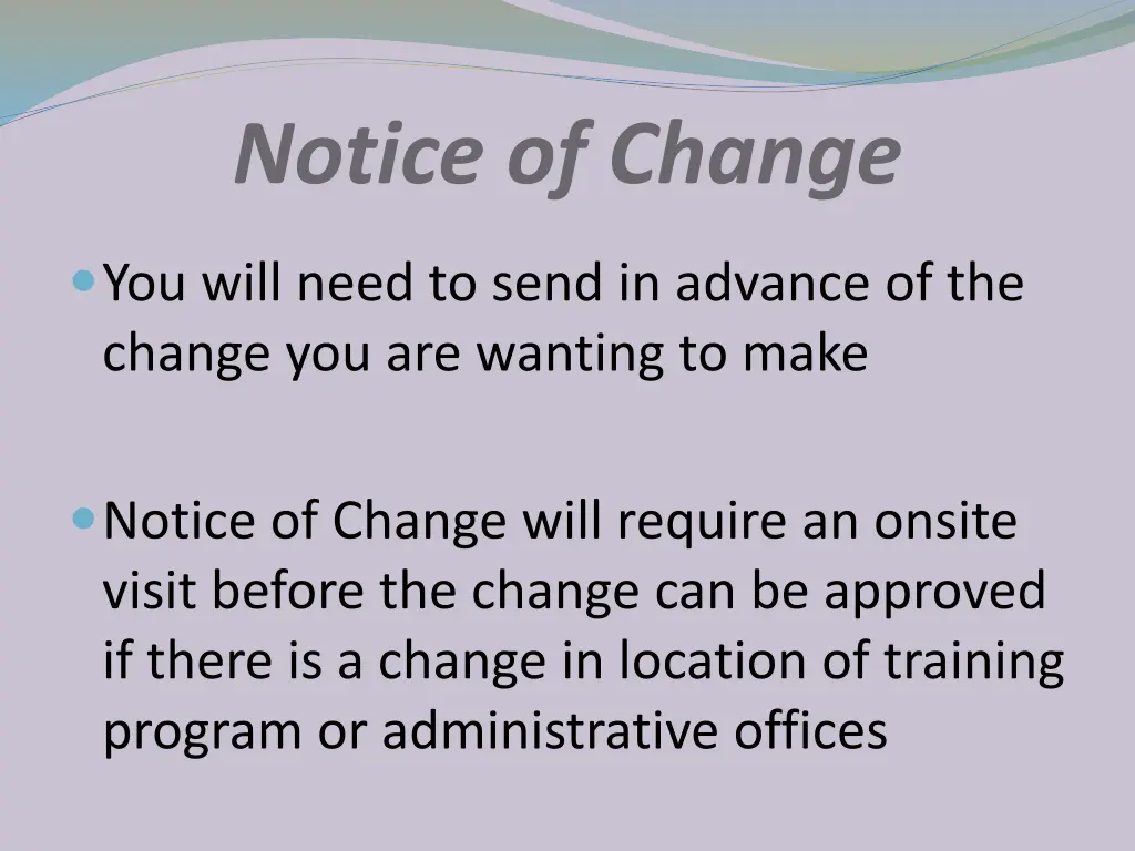notice of change