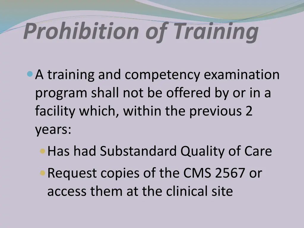 prohibition of training