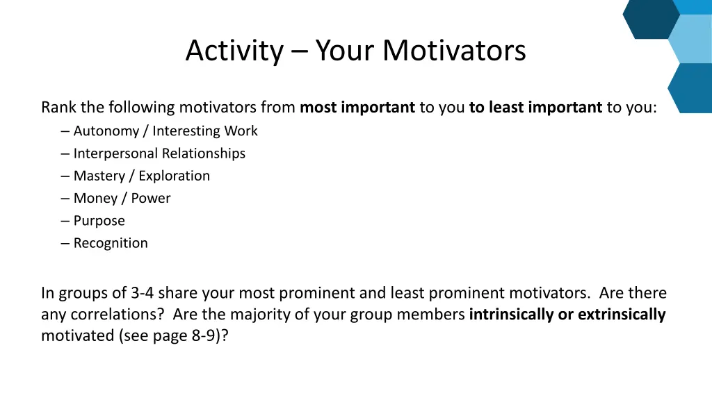 activity your motivators