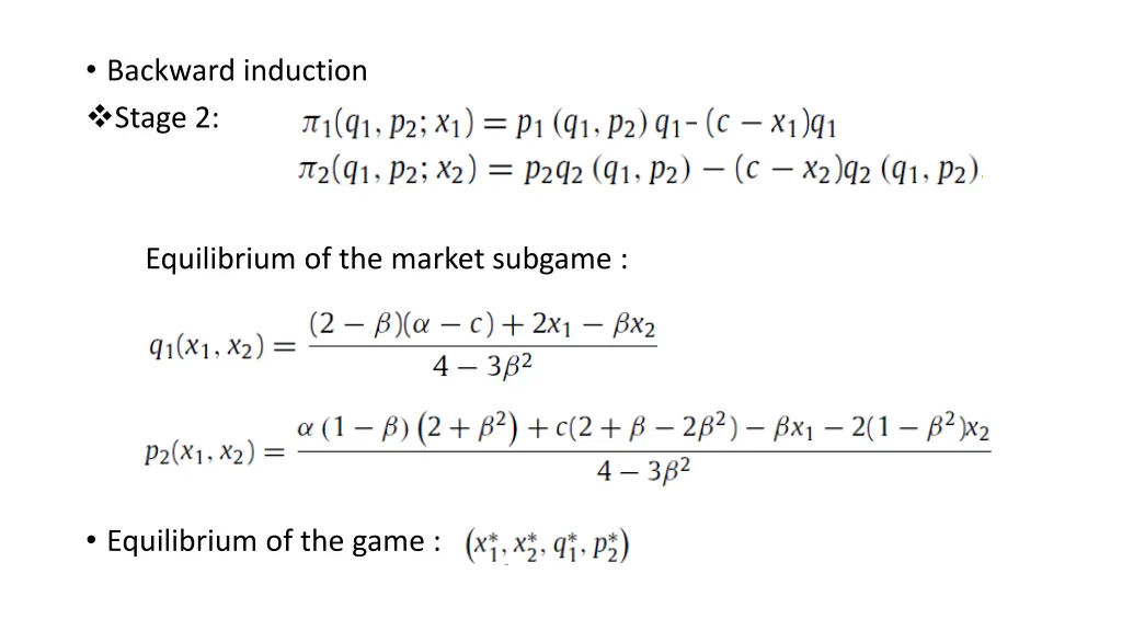 backward induction stage 2