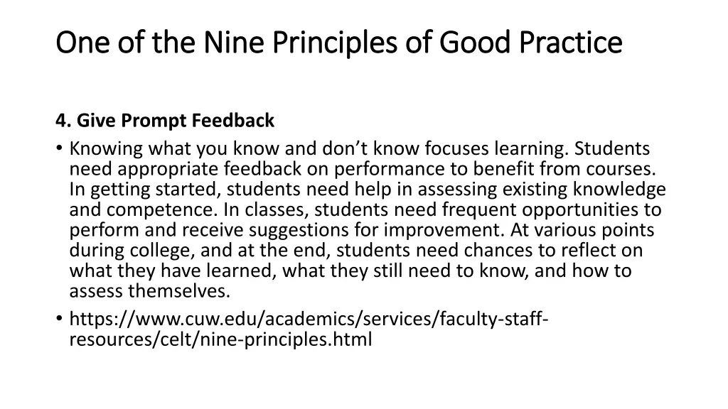 one of the nine principles of good practice