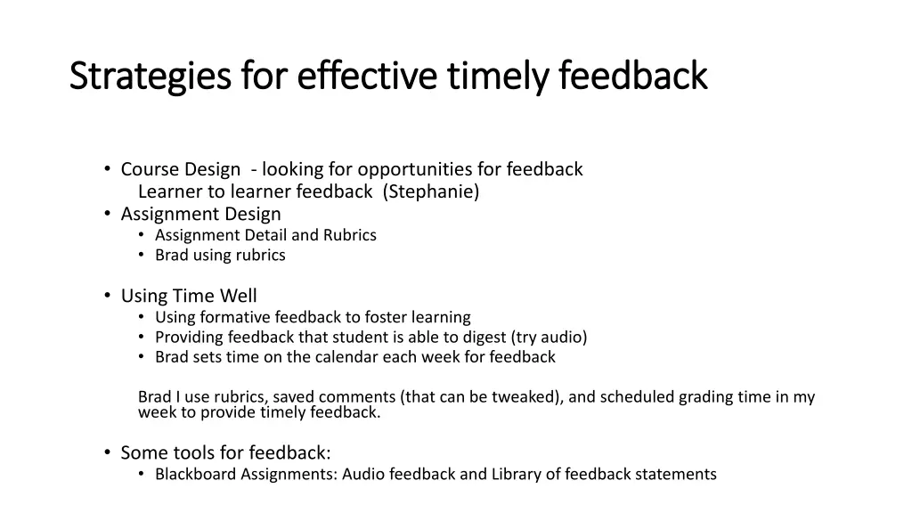 strategies for effective timely feedback