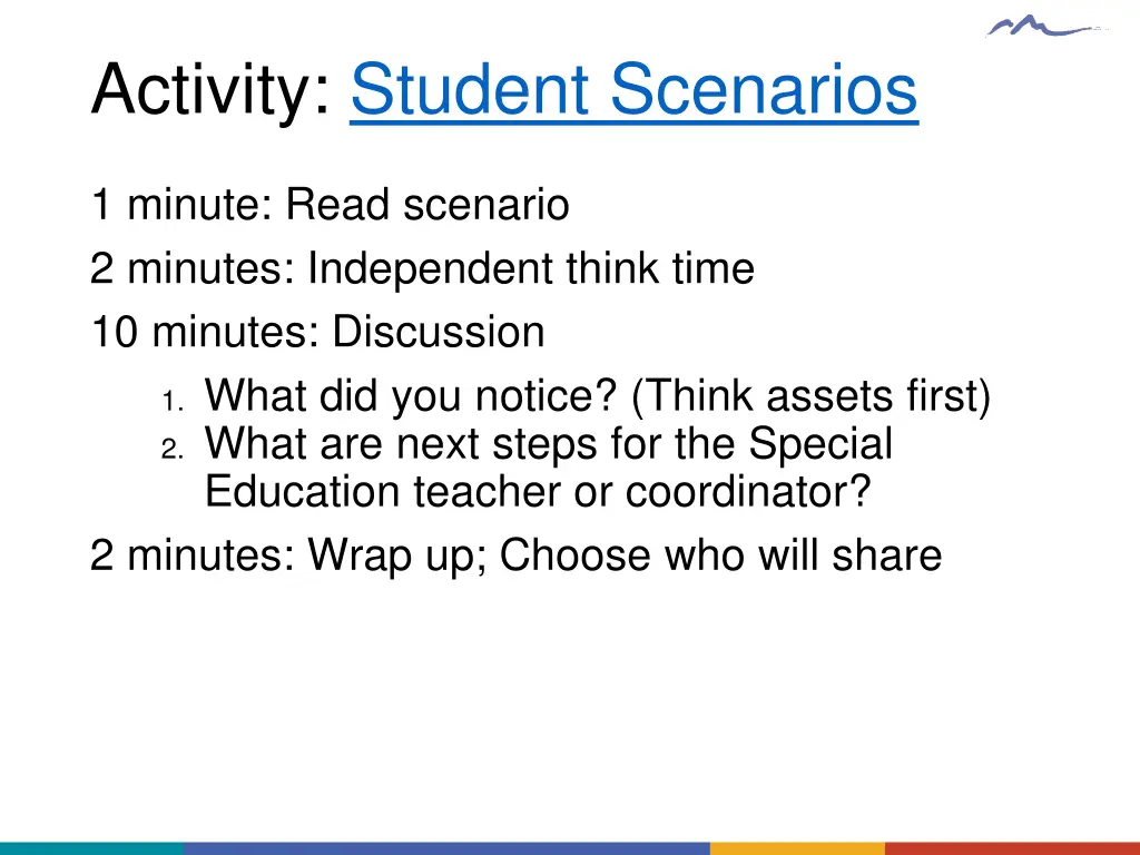 activity student scenarios