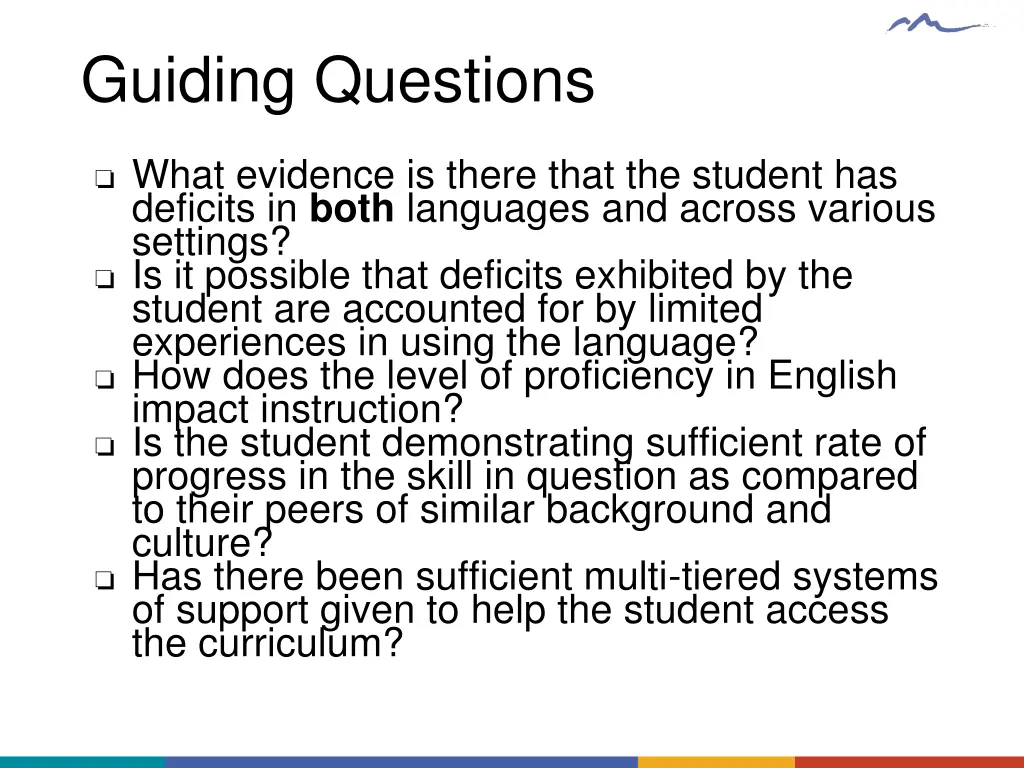 guiding questions