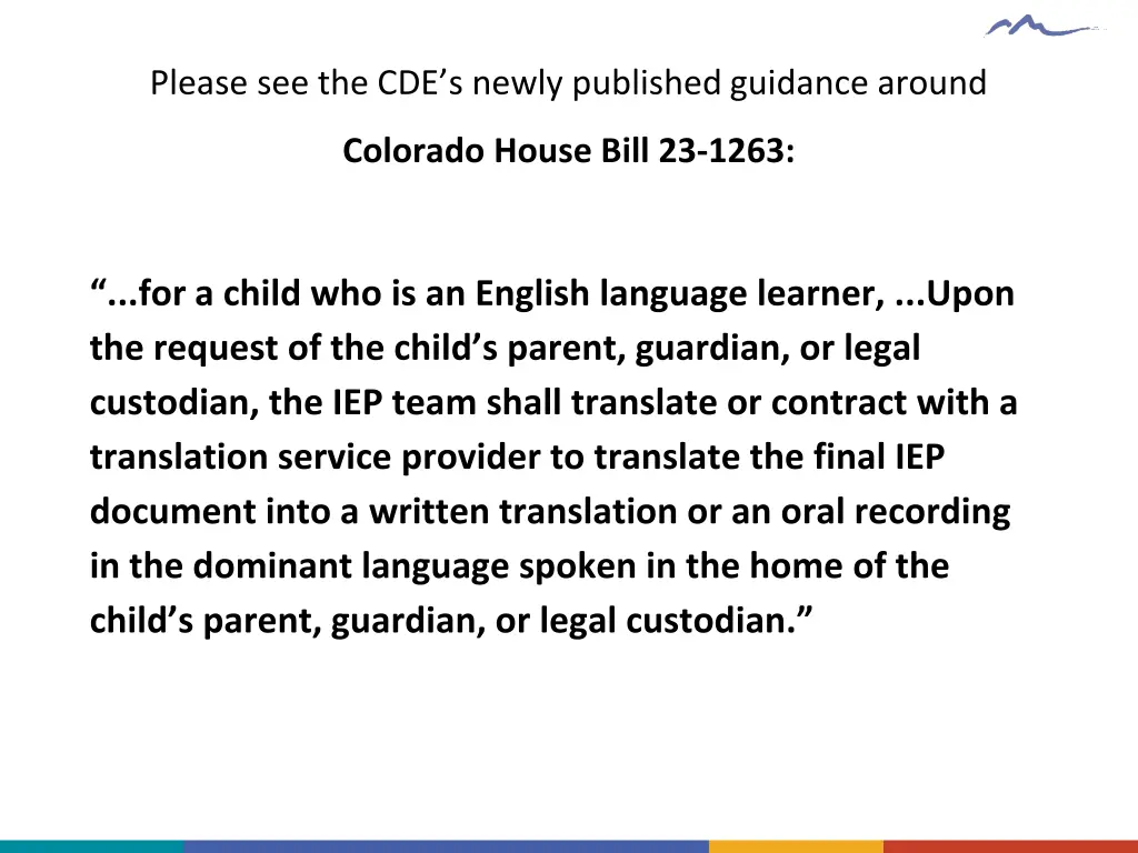 please see the cde s newly published guidance