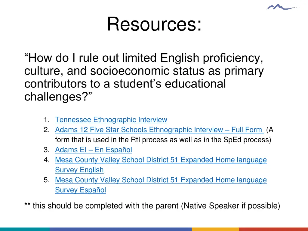 resources