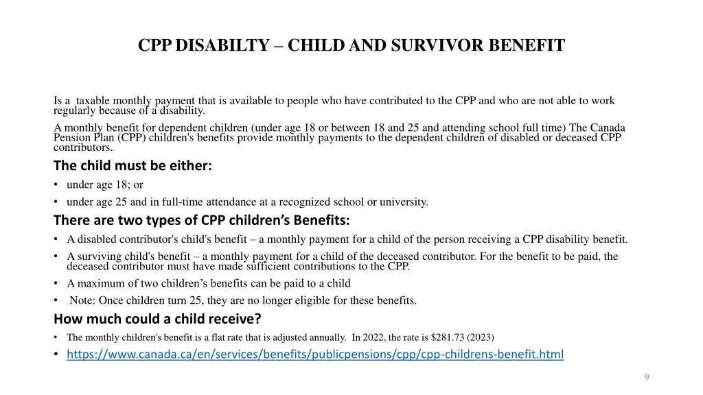 cpp disabilty child and survivor benefit