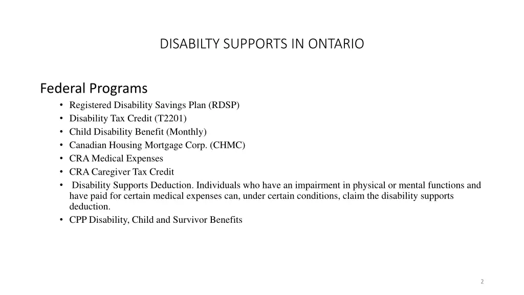disabilty supports in ontario