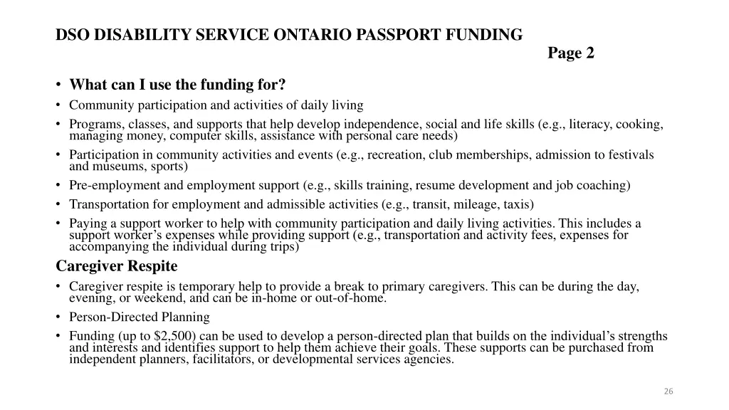 dso disability service ontario passport funding 1