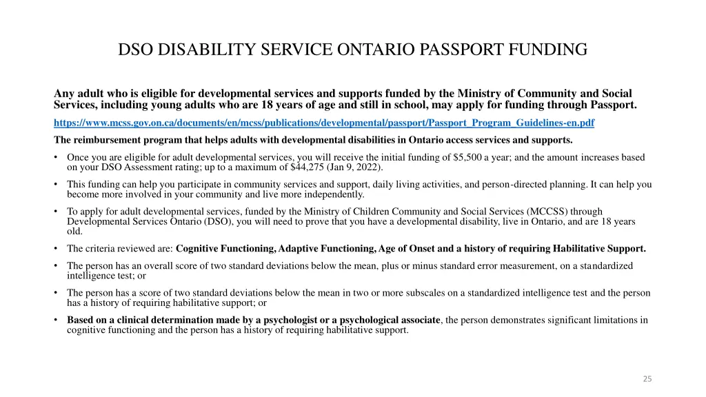 dso disability service ontario passport funding