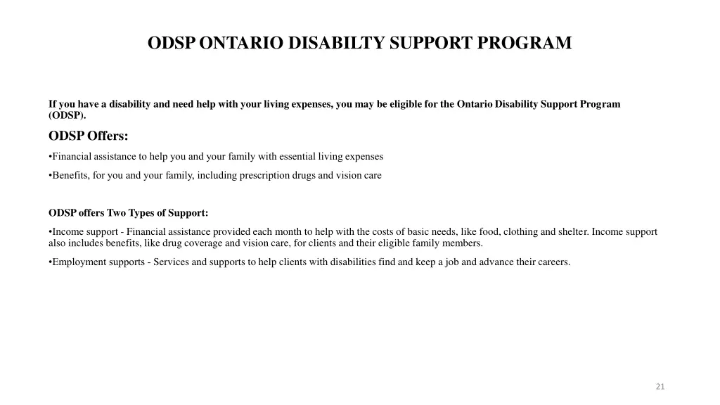 odsp ontario disabilty support program