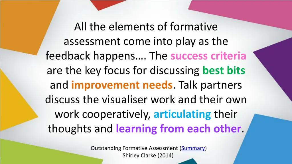 all the elements of formative assessment come