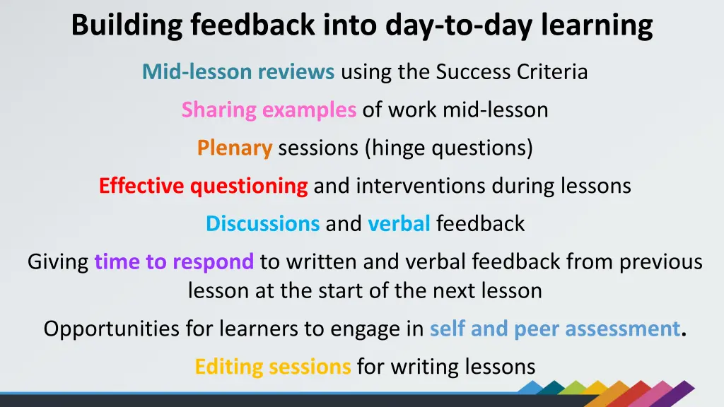 building feedback into day to day learning