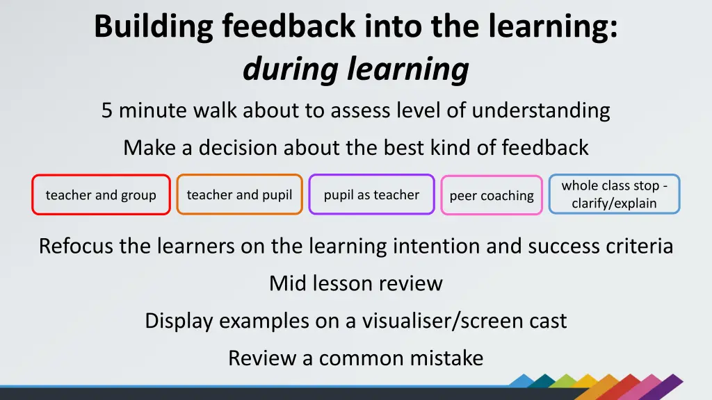 building feedback into the learning during