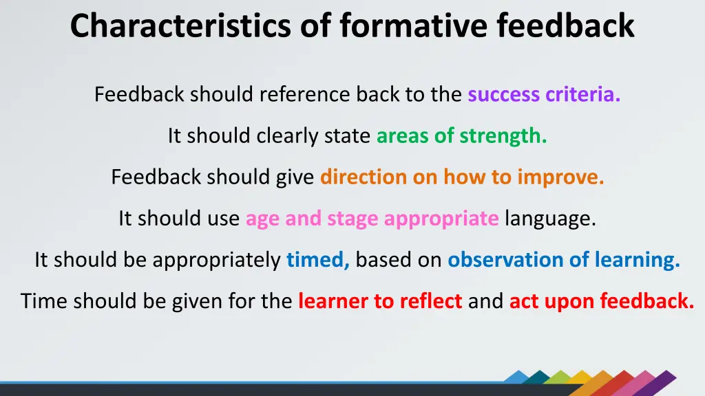 characteristics of formative feedback
