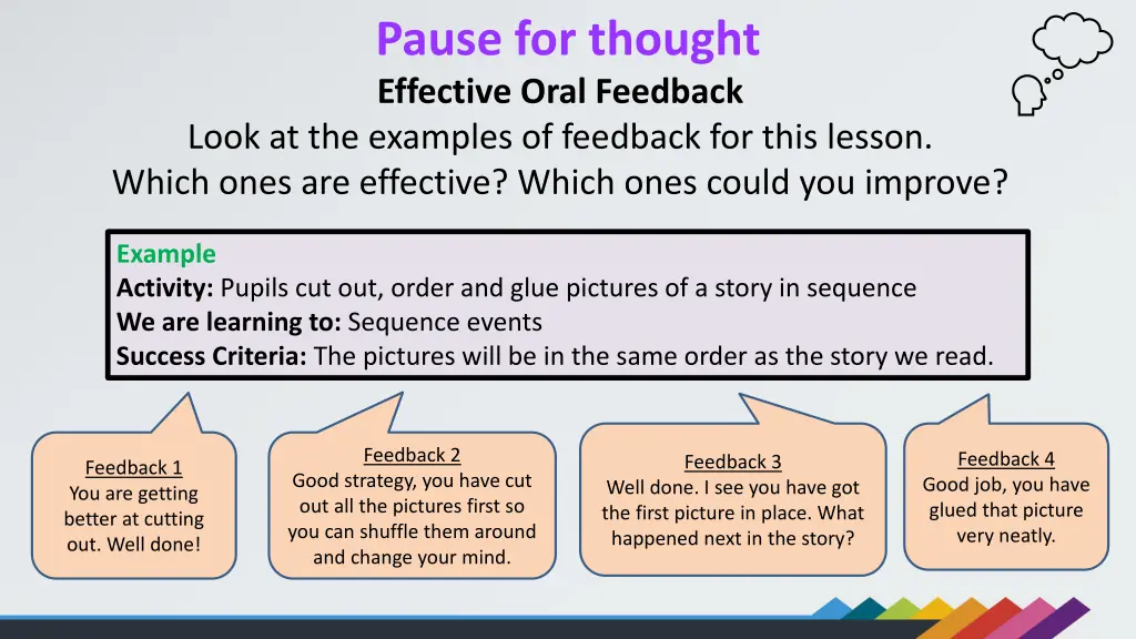 pause for thought effective oral feedback look