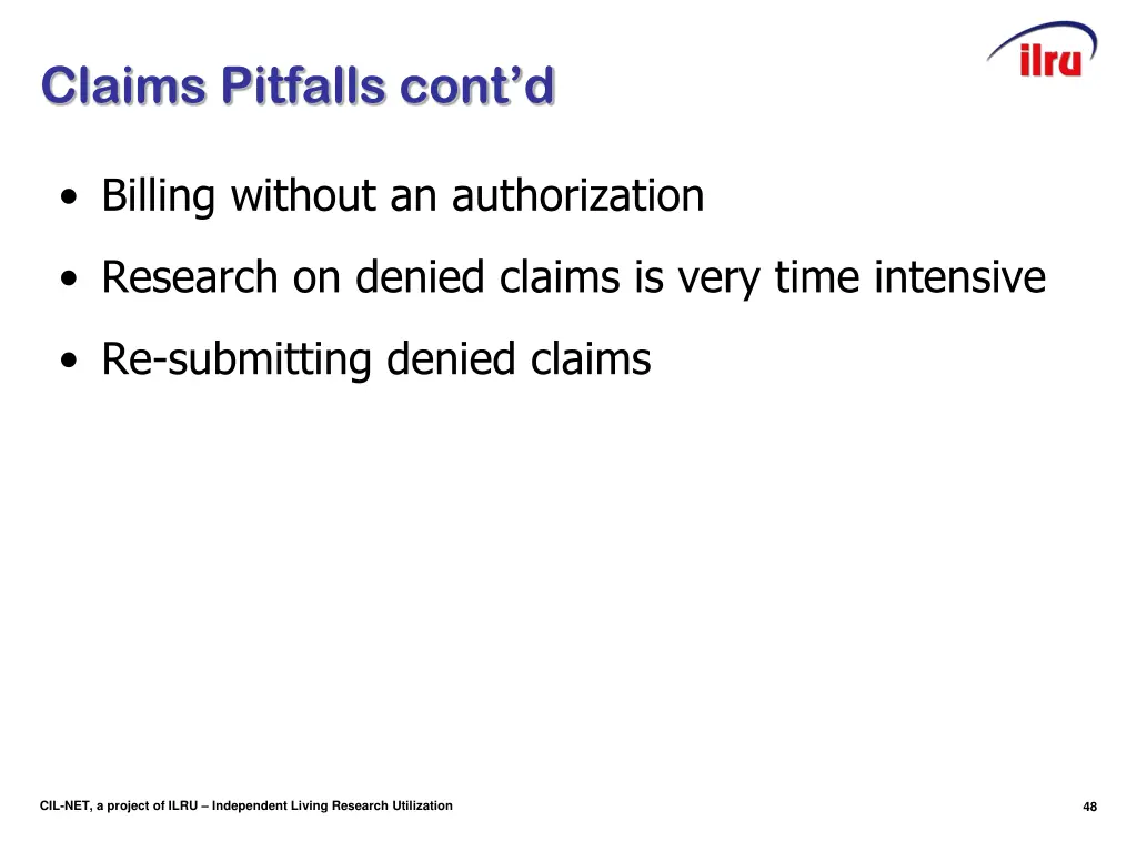 claims pitfalls cont d