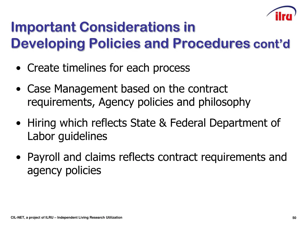important considerations in developing policies 1