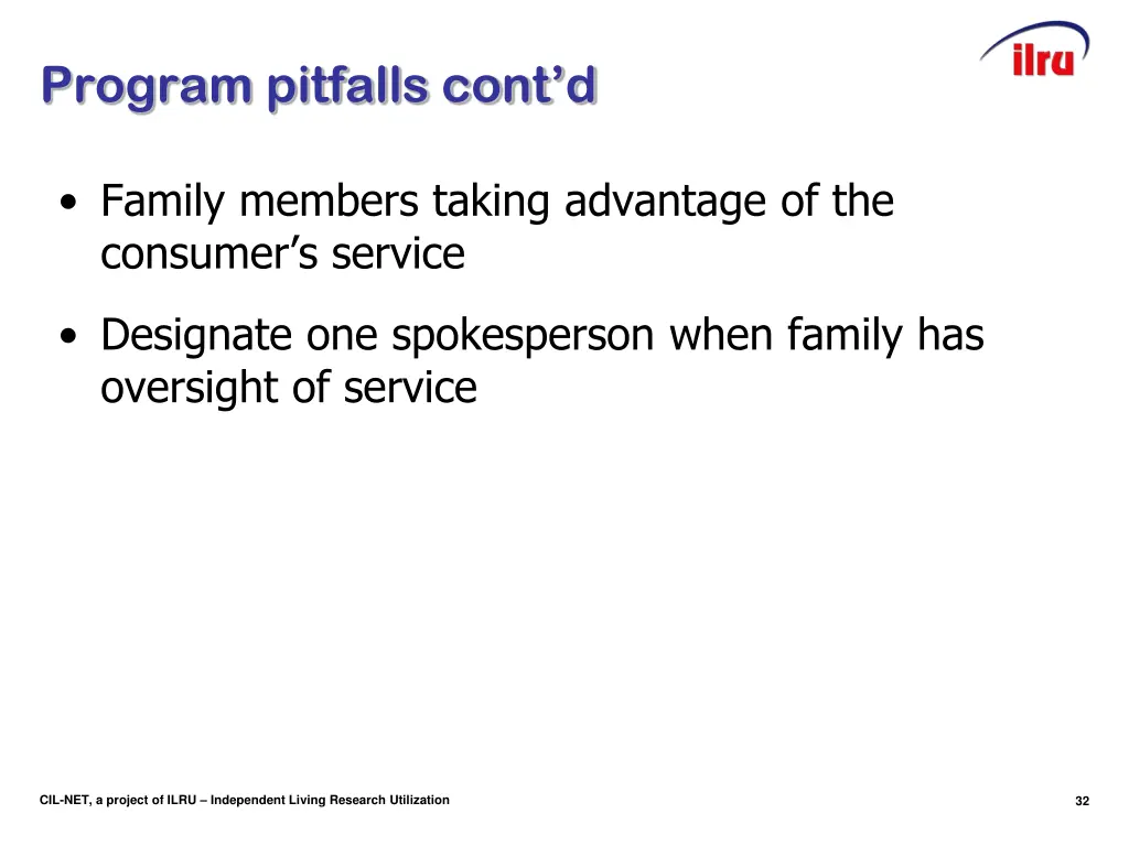 program pitfalls cont d
