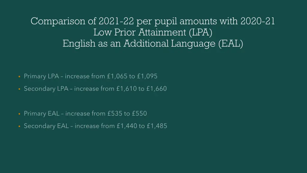 comparison of 2021 22 per pupil amounts with 2020 4