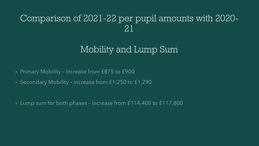 comparison of 2021 22 per pupil amounts with 2020 5