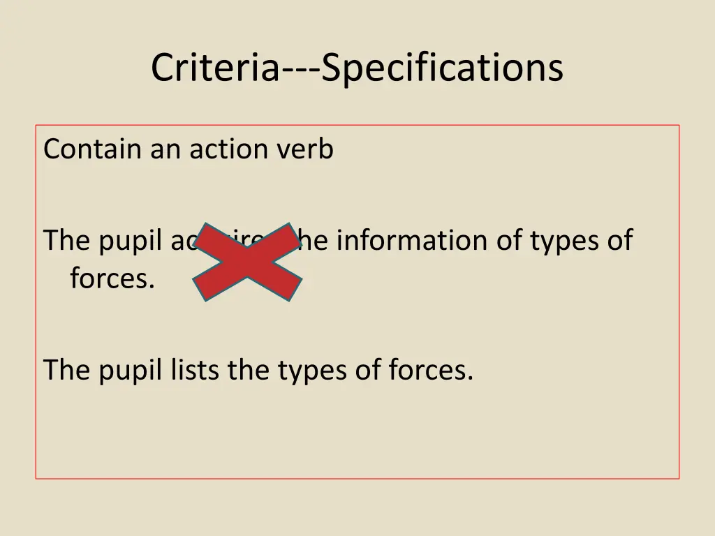 criteria specifications