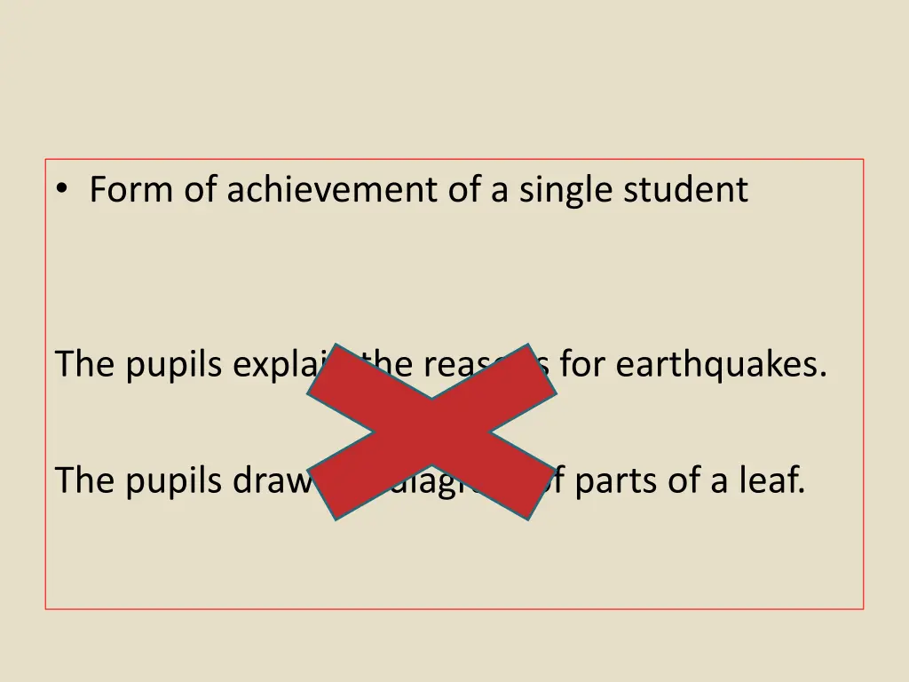 form of achievement of a single student