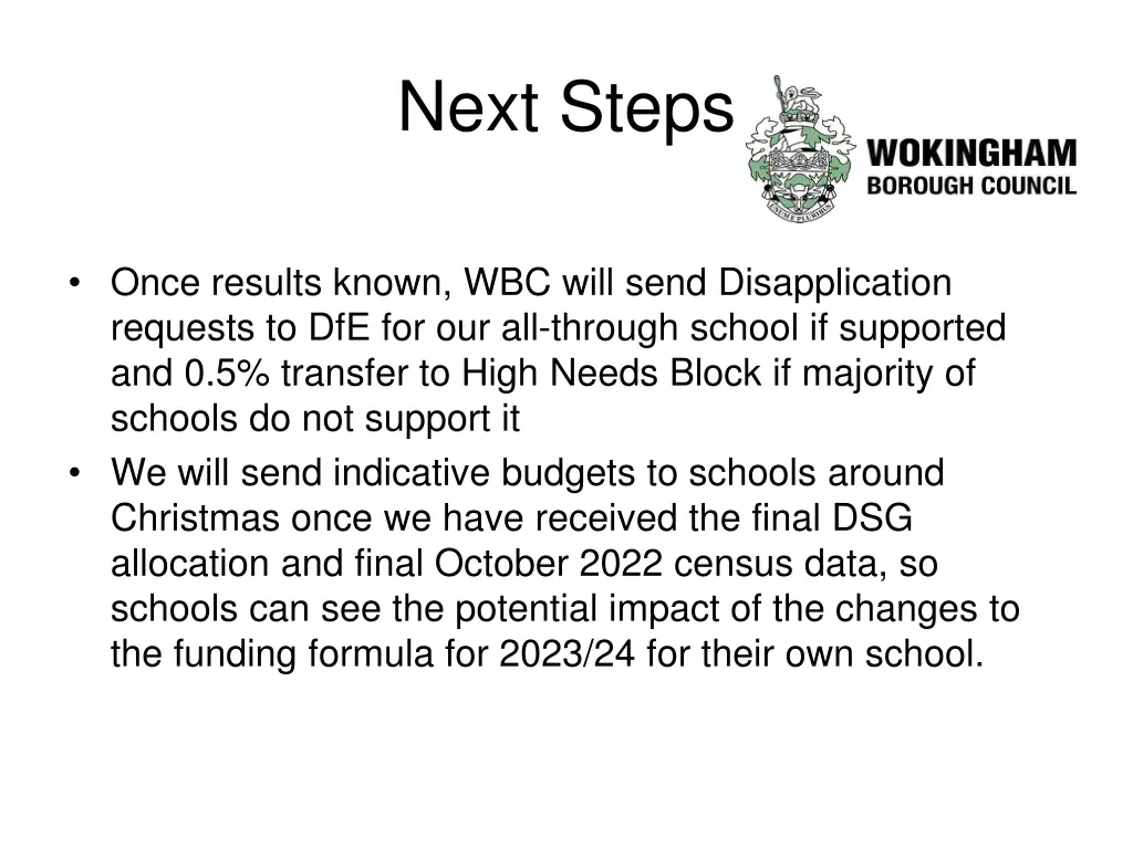 next steps