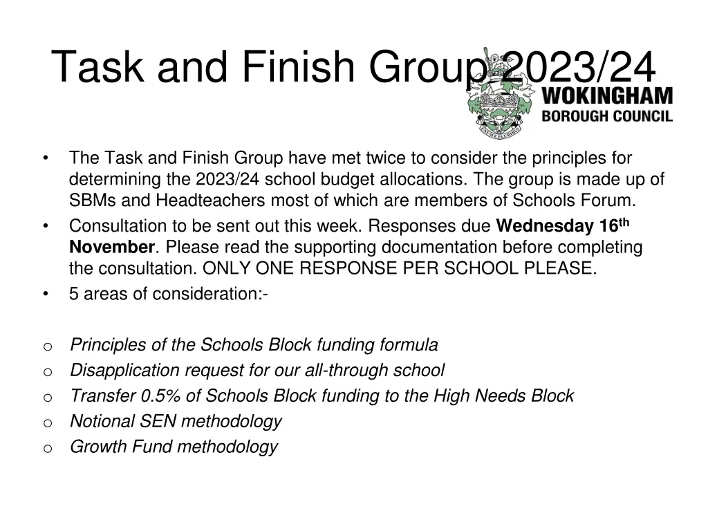 task and finish group 2023 24
