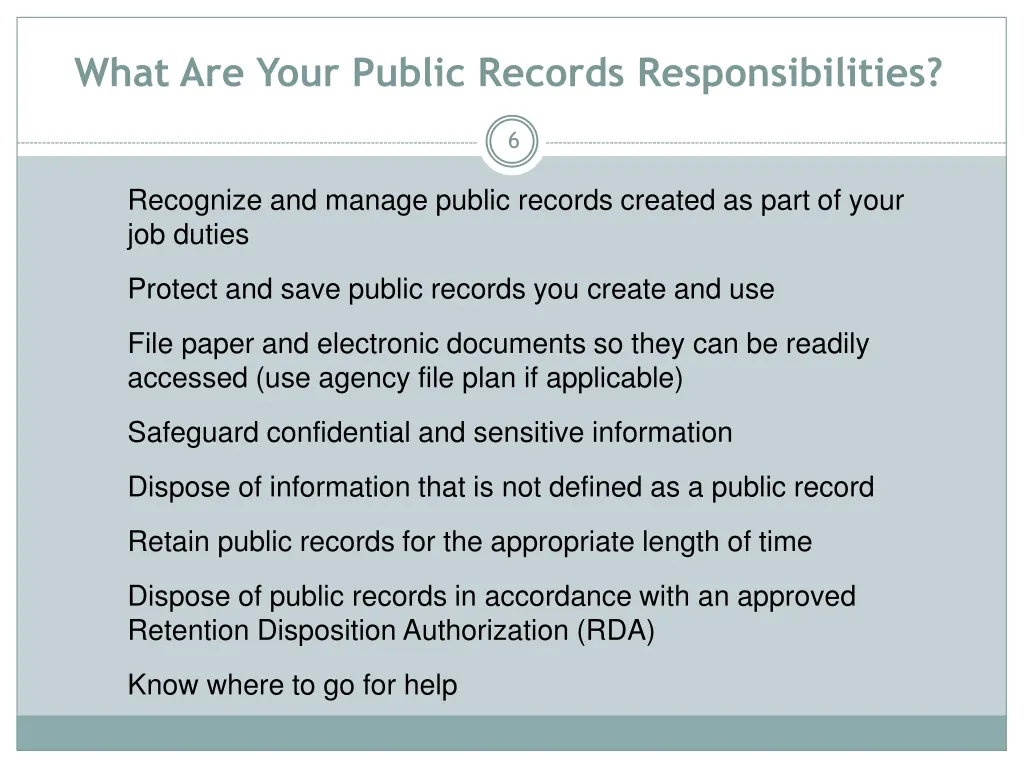 what are your public records responsibilities