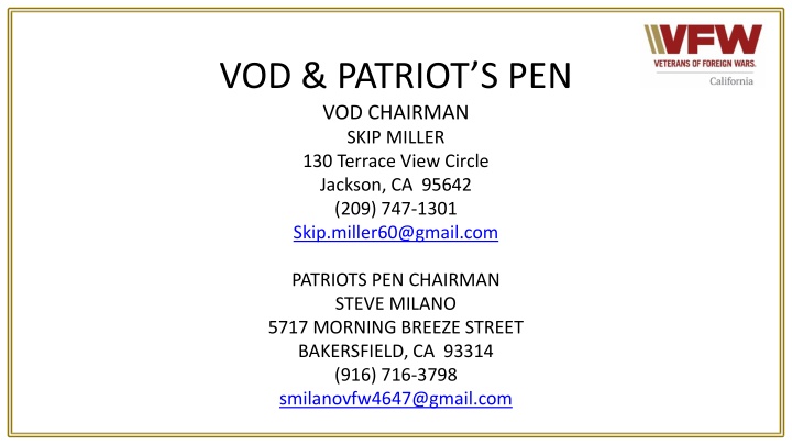 vod patriot s pen vod chairman skip miller