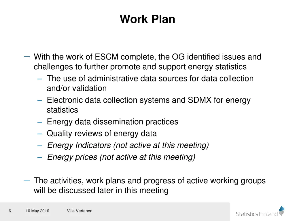 work plan