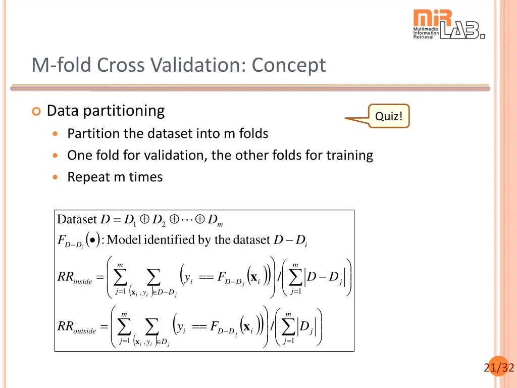 m fold cross validation concept