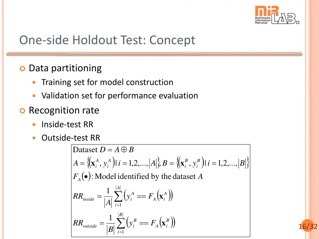 one side holdout test concept
