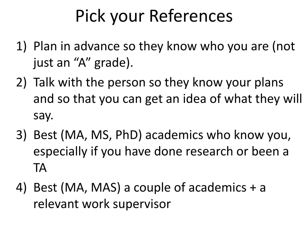 pick your references