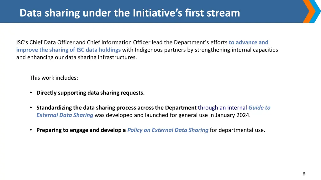 data sharing under the initiative s first stream