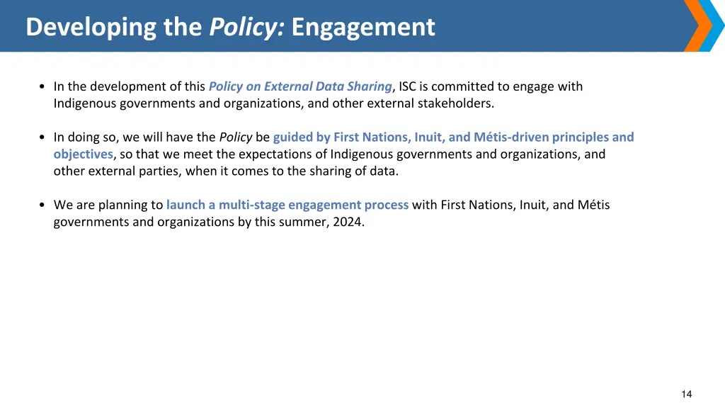 developing the policy engagement