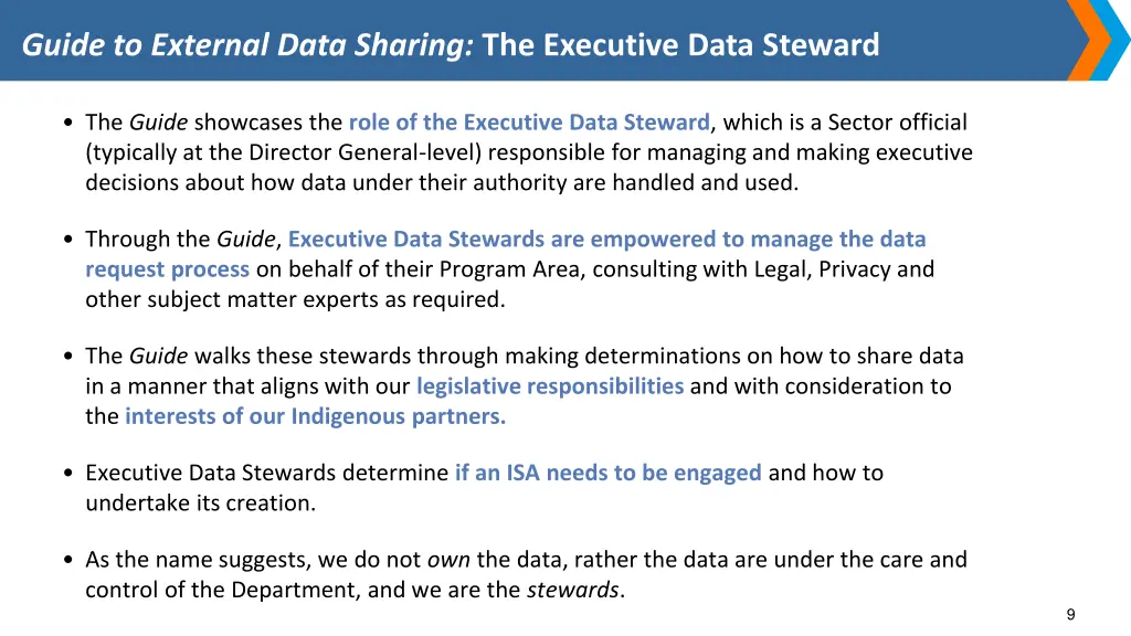 guide to external data sharing the executive data