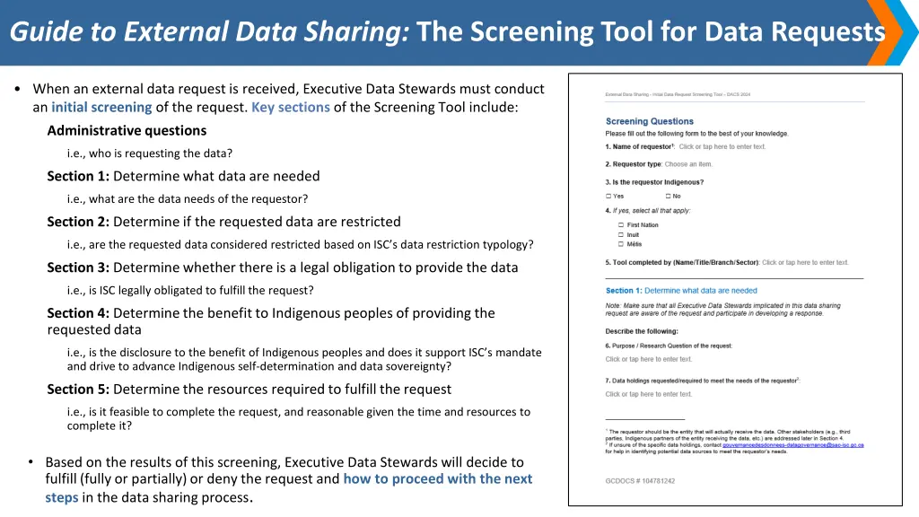guide to external data sharing the screening tool