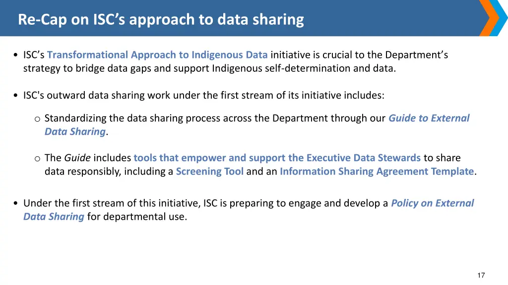 re cap on isc s approach to data sharing
