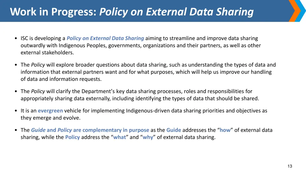 work in progress policy on external data sharing