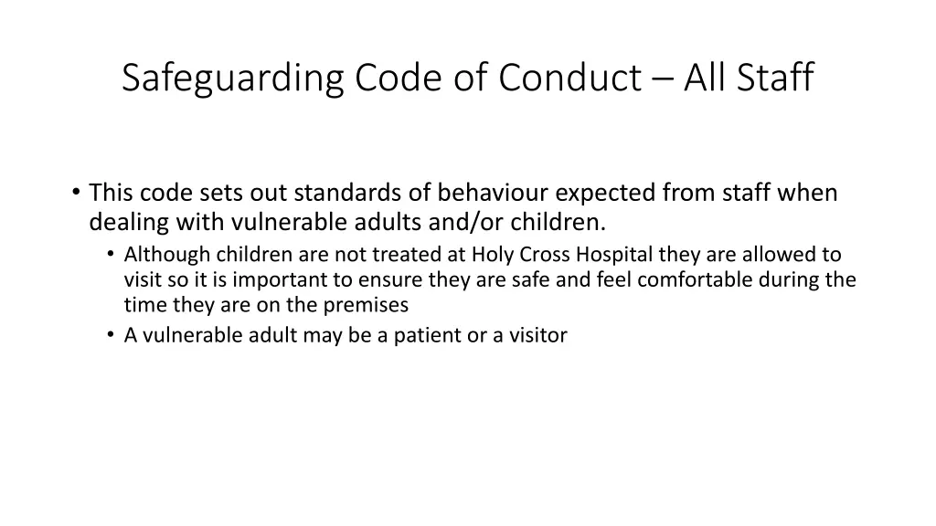 safeguarding code of conduct all staff