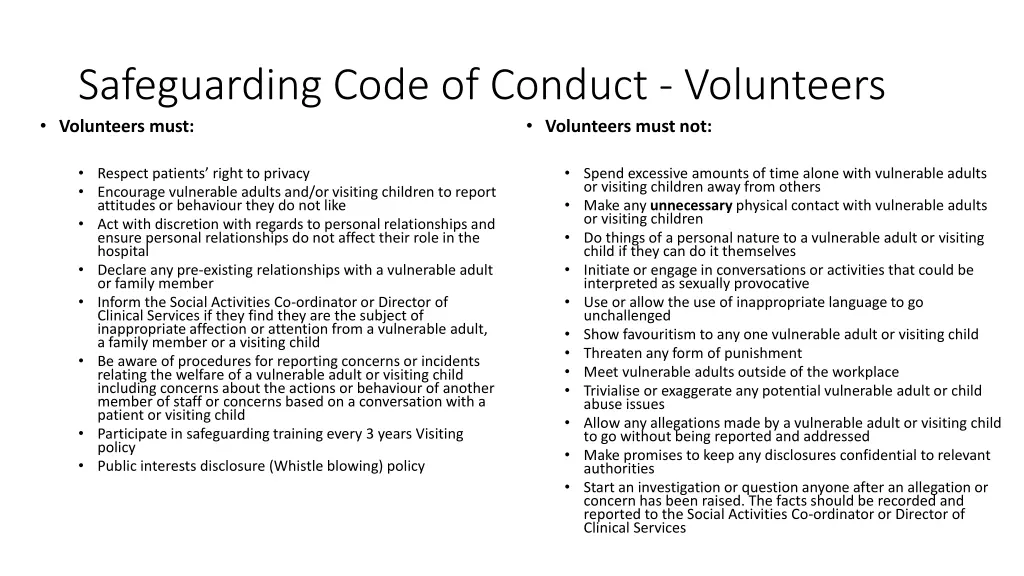 safeguarding code of conduct volunteers 1