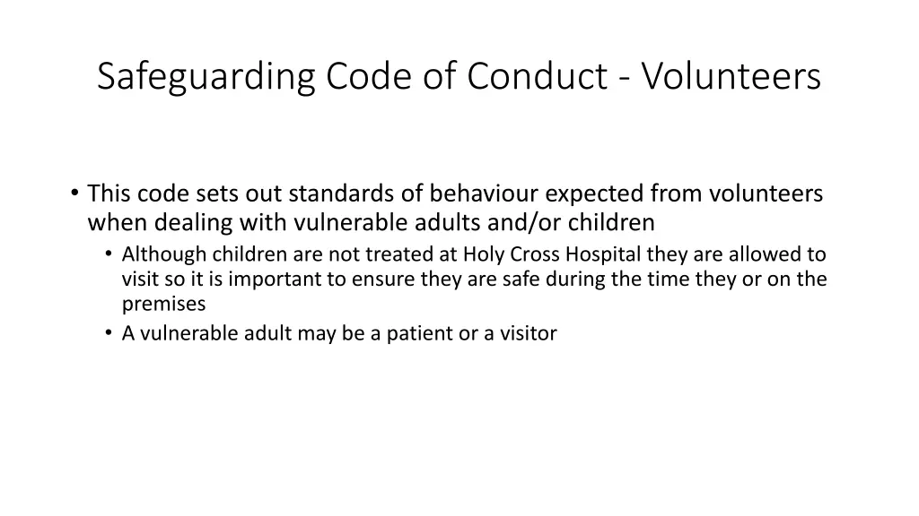 safeguarding code of conduct volunteers