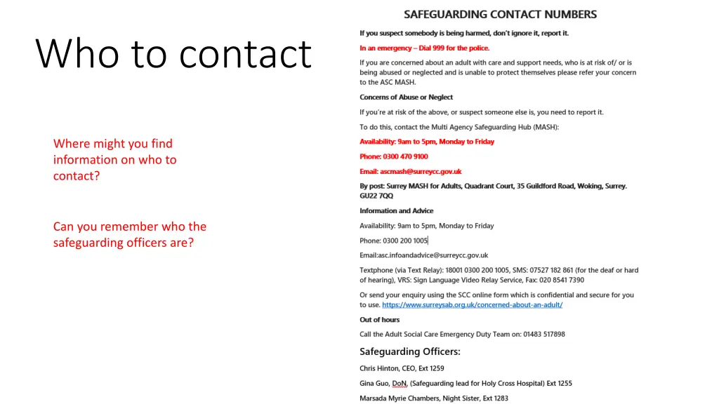who to contact