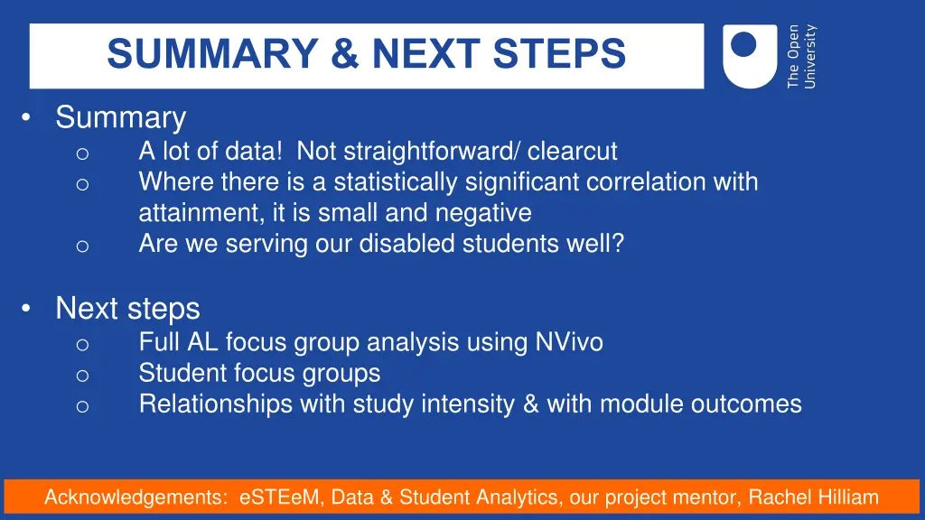 summary next steps