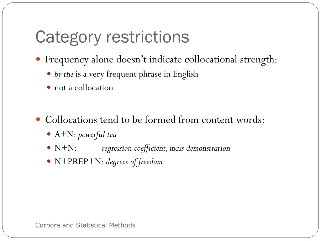 category restrictions